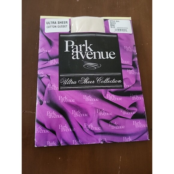 NOS Park Avenue Style 844 Petite Bone Pantyhose Ultra Sheer Cotton Gusset Hose - Picture 5 of 6